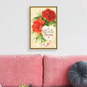 Anjer Bloemen, Valentijnsdag Bericht Canvas Afdruk (Insitu (Woonkamer))