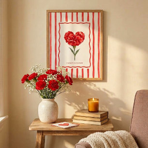Anjer Hart Valentijnsdag Streep Muurkunst Poster