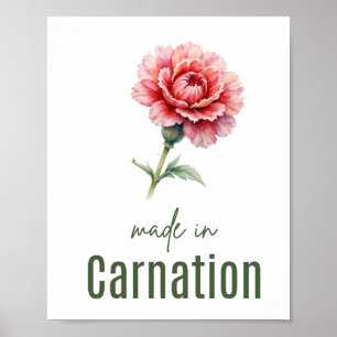 Anjer Muur Kunst Waterverf Januari Geboortebloem Poster