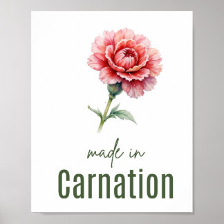 Anjer Muur Kunst Waterverf Januari Geboortebloem Poster