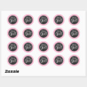 Anjer Roze Paisley;  Krijtbord look Ronde Sticker (Vel)