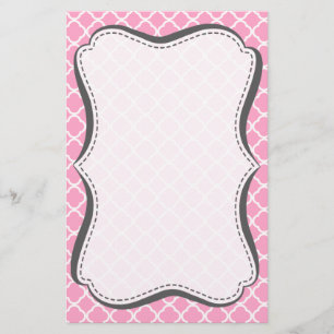 Anjer Roze Quatrefoil Briefpapier