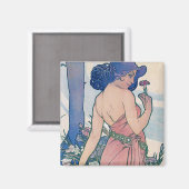 Anjer (vier bloemen), Alphonse Mucha Magneet (Voorkant / Achterkant)