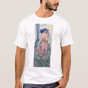 Anjer (vier bloemen), Alphonse Mucha T-shirt