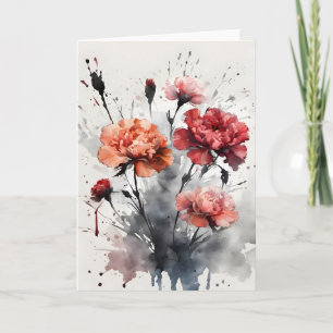 Anjer - Waterverf bloemen Kaart