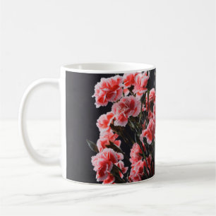 Anjerbloemen,  gekleurd, gekleurd koffiemok