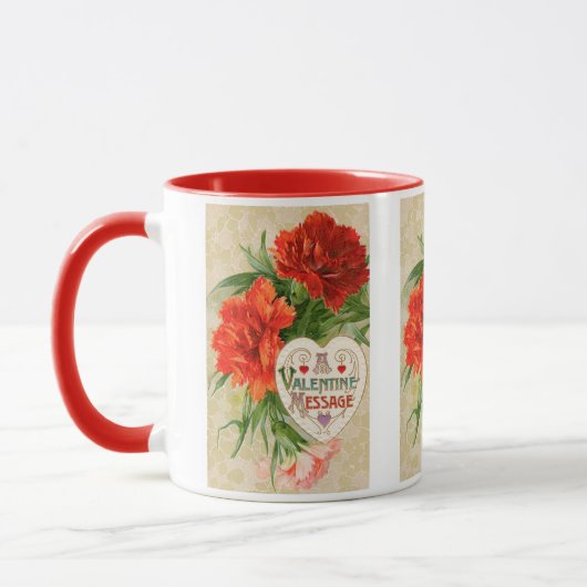 Anjerbloemen, Vintage Valentijnsbericht Mok (Links)