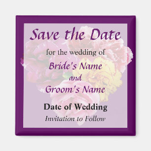 Anjerhart gemengde kleuren save the date magneet