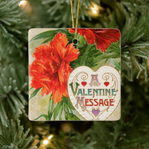 Anjers Bloemen, Oude Valentijnsdag Bericht Keramisch Ornament