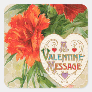 Anjers Bloemen, Oude Valentijnsdag Bericht Vierkante Sticker