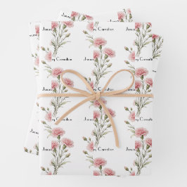 Anjers bloemen voor januari inpakpapier vel