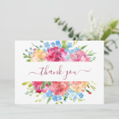 Anjers & Vergeet me Nots Bruiloft Bedankkaart (Staand voorkant)