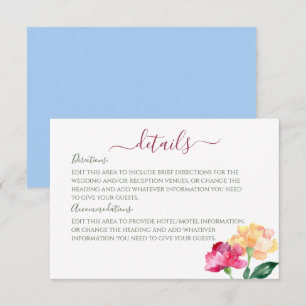 Anjers & Vergeet me Nots Bruiloft Details Informatiekaartje