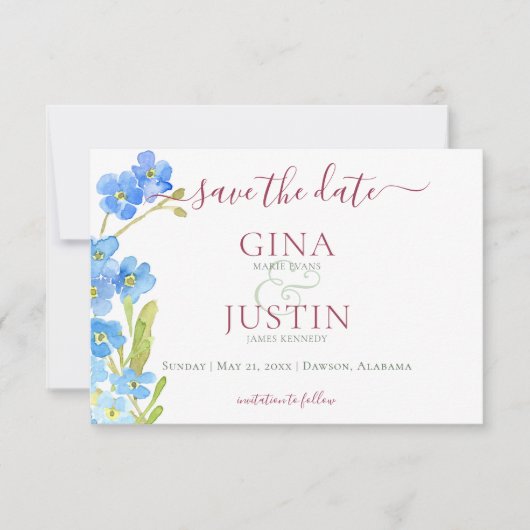 Anjers & Vergeet me Nots Bruiloft Save The Date (Voorkant)
