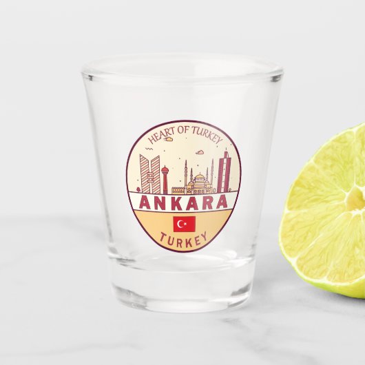 Ankara Turkey City Skyline Emblem Shot Glas (Voorkant)