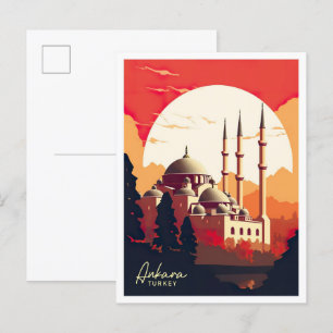 Ankara Turkije Art Vintage Travel Illustratie Briefkaart