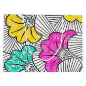 Ankara Turquoise en Yellow Floral Gift Bag Groot Cadeauzakje (Achterkant)