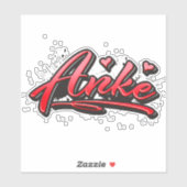 Anke autocollant graffiti coeur rouge (Feuille)