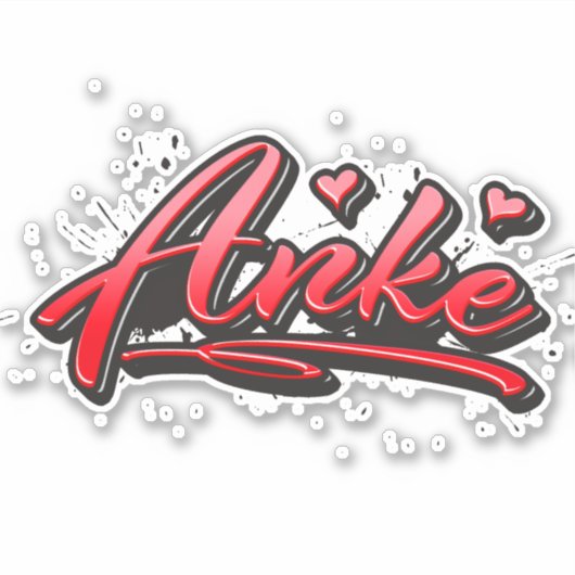 Anke autocollant graffiti coeur rouge (Devant)