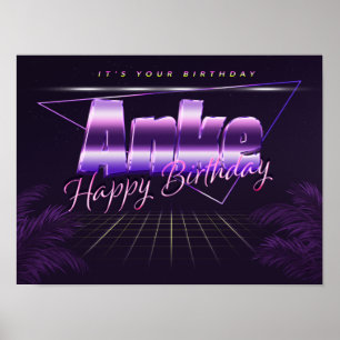 Anke Nom Vorname lila retro Poster Geburtstag