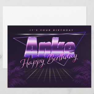 Anke prénom carte rétro lilas pour un anniversaire