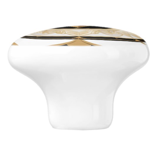 Anker Art Deco Zwart Wit en Goud Nautisch Keramische Knop (Zijkant)