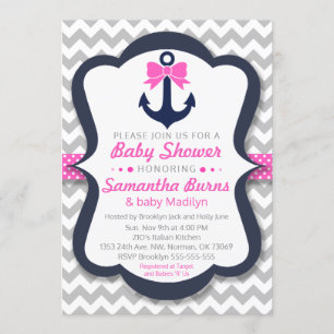 Anker Baby shower  Uitnodiging - Nautisch