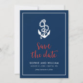 Anker Blauw en Rood Schrift Save the Date (Voorkant)