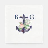 Anker Bloemen Nautische Zomer Bruiloft Servet (Voorkant)