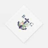 Anker Bloemen Nautische Zomer Bruiloft Servet (Hoek)