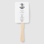 Anker Bloemige Zeevaart Zomer Trouwprogramma Handwaaier (Voorkant)