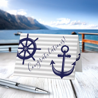 Anker Boot Roer Wiel Nautische Felicitaties Kaart
