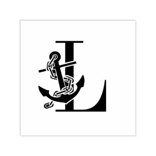 Anker boven enkelvoudig initiaal monogram zelfinktende stempel