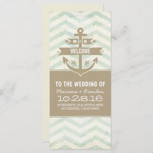 Anker Chevron Nautische Trouwprogramma's Programma (Voorkant / Achterkant)