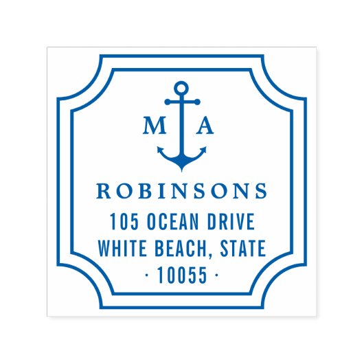 Anker Dubbele Monogrammen Retouradres Zelfinktende Stempel (Design)