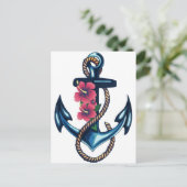 Anker en bloemen briefkaart (Staand voorkant)