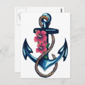 Anker en bloemen briefkaart (Voorkant / Achterkant)