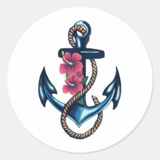 Anker en Bloemen Ronde Sticker