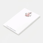 Anker en Blush Roze Rozen Aangepaste Naam Post-it® Notes (Schuin)