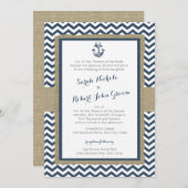 Anker en Chevron Navy Blue Rustieke bruiloft Kaart (Voorkant / Achterkant)