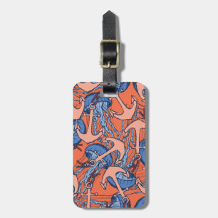 Anker- en kwalpatroon bagagelabel