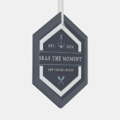 Anker en oor | Naam aangepaste boot Glas Ornament (Voorkant Rechts)