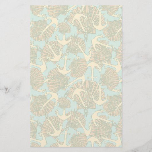 Anker en schalen in een stijlpatroon briefpapier (Voorkant)