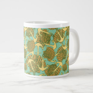 Anker en schalen in een stijlpatroon grote koffiekop