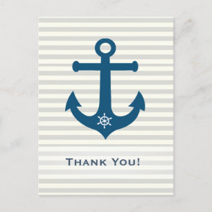 Anker en schepen wielstrepen -Thank You Briefkaart