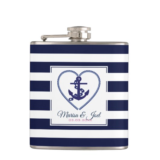 Anker en Stripes Heupfles (Voorkant)