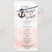 Anker en Touw Blush Navy Wedding Programma (Voorkant / Achterkant)