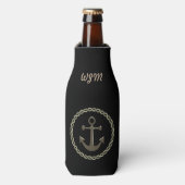 Anker en touw monogram flesjeskoeler (Fles Voorkant)