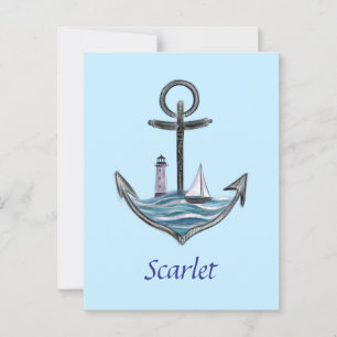  anker en vuurtoren (versie 1) briefkaart