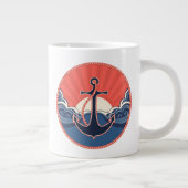 Anker en Zee golven patroon Extra Grote Beker (Rechts)